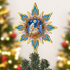 Christmas Story Star Tree Topper Wooden Decor by G. Debrekht - Nativity Holiday Decor - 89501