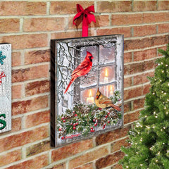 Winter House Birds Art Wooden Wall Art by D. Gelsinger - Nature Wildlife Decor  - 95667B-DG