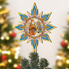 Italian-inspired Santa Tree Topper Wooden Decor by G. Debrekht  - Santa Snowman Decor - 89522