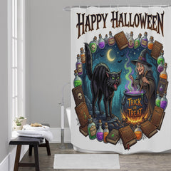 Halloween Witch and Cat Shower Curtain