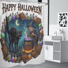 Halloween Witch and Cat Shower Curtain