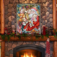 Wish List Santa Wooden Wall Art by G. DeBrekht - Christmas Santa Snowman Decor - 81291311B