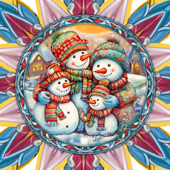 Snowman Family Star Tree Topper Wooden Decor by G. Debrekht - Santa Snowman Christmas Decor - 89511