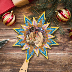 Classic Nativity Star Tree Topper Wooden Décor by D. Gelsinger - Nativity Holiday Décor - 89502-DG