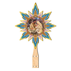 Classic Nativity Star Tree Topper Wooden Décor by D. Gelsinger - Nativity Holiday Décor - 89502-DG