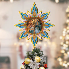 Nativity-themed Tree Topper Wooden Decor - Nativity Holiday Decor - Christmas Tree Topper