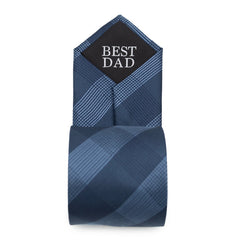 Best Dad Plaid Dark Blue Men's Tie