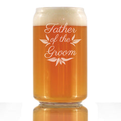 Father of the Groom Beer Can Pint Glass - Unique Wedding Gift for Soon to Be Father-in-Law - Cute Engraved Wedding Cup Gift