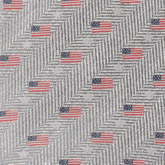 Light Gray Herringbone American Flag Men's Tie