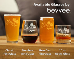 Mrs. Stemless Wine Glass - Unique Wedding Gift for Bride - Cute Engraved Wedding Cup Gift