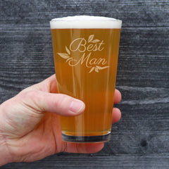 Best Man Pint Glass - Groomsmen Proposal Gifts - Unique Engraved Wedding Cup Gift
