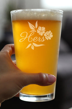 Hers Pint Glass - Unique Wedding Gift for Bride - Cute Engraved Wedding Cup Gift