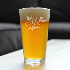Mr. Pint Glass - Unique Wedding Gift for Groom - Engraved Wedding Cup Gift