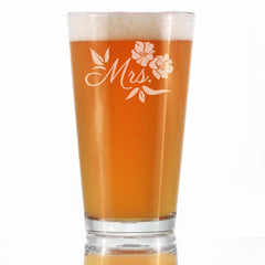 Mrs. Pint Glass - Unique Wedding Gift for Bride - Cute Engraved Wedding Cup Gift