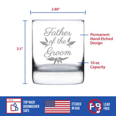 Father of the Groom Old Fashioned Rocks Glass - Unique Wedding Gift for Soon to Be Father-in-Law - Cute Engraved Wedding Cup Gift