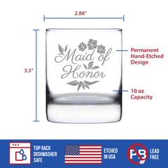Maid of Honor Old Fashioned Rocks Glass - Maid of Honor Proposal Gifts - Unique Engraved Wedding Cup Gift