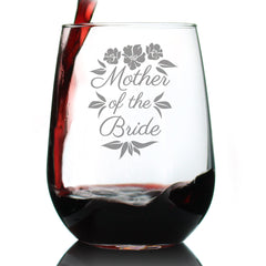 Mother of the Bride Stemless Wine Glass - Unique Wedding Gift for Soon to be Mother-in-Law - Cute Engraved Wedding Cup Gift