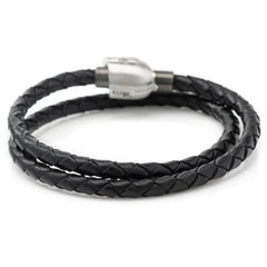 Star Wars Mandalorian Double Wrap Stainless Steel Black Bracelet