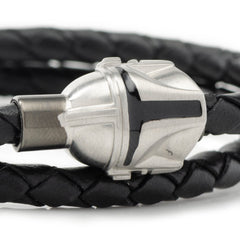 Star Wars Mandalorian Double Wrap Stainless Steel Black Bracelet