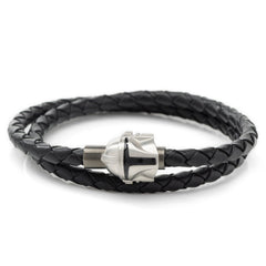 Star Wars Mandalorian Double Wrap Stainless Steel Black Bracelet