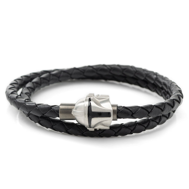 Star Wars Mandalorian Double Wrap Stainless Steel Black Bracelet