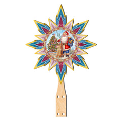 American-inspired Santa Tree Topper Wooden Decor by G. Debrekht  - Santa Snowman Decor - 89523