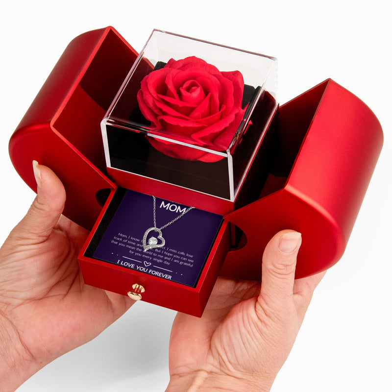 Mom, You Mean Everything – Necklace Gift with Rose Heart Box