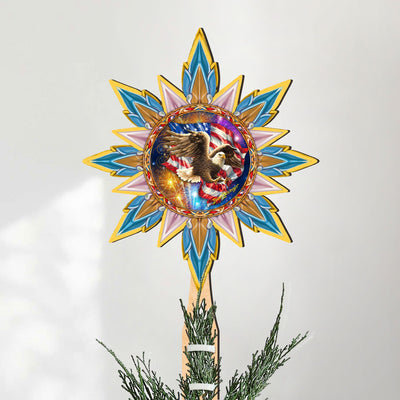 American Patriotic Eagle Tree Topper Wooden Decor by D. Gelsinger -Patriotic Holiday Decor - 89515-DG