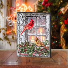 Winter House Birds Art Wooden Wall Art by D. Gelsinger - Nature Wildlife Decor  - 95667B-DG