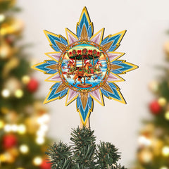 Christmas Carousel Star Tree Topper Wooden Decor by G. Debrekht - Carousel Holiday Decor - 89506